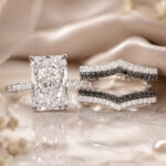 S925 7.0Ct Radiant Cut Engagement Ring with Black & White Color Enhancer Wedding Band in Sterling Silver - Image 3