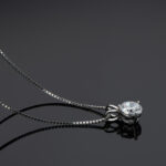 S925 1.0Ct Moissanite Lovely 3 Prong White Gold Round Cut Pendant Necklace - Image 3