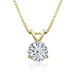 S925 1.0Ct Moissanite 3 Prong Round Cut Pendant Necklace