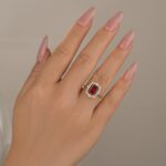 S925 Yellow Gold Halo Emerald Cut Engagement Ring In Sterling Silver - Image 9