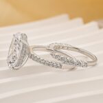 S925 5.0Ct Oval Cut Engagement Ring With Classic Open Wedding Band - Image 4