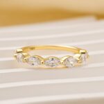 S925  Elegant Marquise Cut Half Wedding Band In Sterling Silver - Image 10