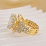 S925 5.0Ct Oval Cut Vintage Wedding Ring Set With Enhancer Wedding Band - Image 6