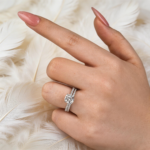 S925 Moissanite 2.0 Ct Square Cushion Wedding Ring Set With Half Halo Wedding Band - Image 3