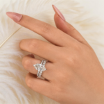 S925 Moissanite 2PC 4.0 Ct Marquise Cut White Gold Bridal Ring Set with Oval Cut Wedding Band - Image 2