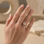 S925 Moissanite 2.0Ct 6 Prong Solitaire Round Cut Engagement Ring with Marquise Cut Wedding Band - Image 2