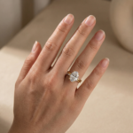 S925 Moissanite 5.5Ct Solitaire Oval Cut Engagement Ring with Marquise Cut Wedding Band - Image 2