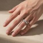 S925 Moissanite Halo Five Stone White Gold Anniversary Ring In Sterling Silver - Image 3