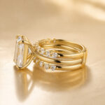 S925 Classic 4.5Ct Radiant Cut Engagement Ring in Sterling Silver with  Enhancer Wedding Band - Image 8
