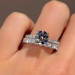 S925 Moissanite 2.0 Ct Round Cut White Gold Engagement Ring with Low Dome Basket Eternity Ring - Image 2