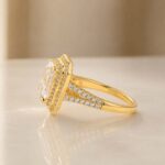 S925 Maxine Luxurious Double Halo Emerald Cut Engagement Ring in Sterling Silver - Image 5
