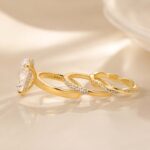 S925 Sterling Silver 3PC Solitaire 6.0Ct Oval Cut Engagement Ring with Twist&Half Eternity Thin Wedding Band - Image 5