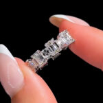 S925 Fashion Emerald Cut Wedding Band In Sterling Silver
