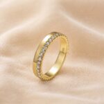 S925 Maxine Moissanite Round Cut Yellow Gold Wedding Band for Women - Image 4
