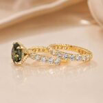 S925 Green Moissanite 4CT Round Cut Engagement Ring Set Hidden Halo Promise Ring For Women - Image 5