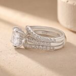 S925 Enhancer Wedding Set Gorgeous 2.0Ct Princess Cut Engagement Ring With Enhancer Wedding Band - Image 6