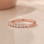 S925 Maxine Moissanite Round Cut Half Eternity Thin Women's Wedding Band In Sterling Silver - Image 10