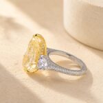 S925 Gorgeous Pear Cut Pink &Yellow Sapphire Three Stone Engagement Ring - Image 9