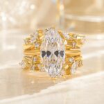 S925 Hidden Halo 4.0Ct Marquise Cut Engagement Ring with 1.5Ct Marquise&Round Cut Enhancer Wedding Band - Image 4