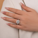 S925 Maxine Classic Moissanite 2.0 Carat Halo Round Cut Promise Ring - Image 4