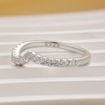 S925 Round Cut White Gold Curved Wedding Band For Woman - Image 5
