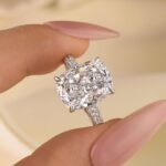 S925 6.0Ct Cushion Cut Side Stone Engagement Ring Travel Ring In Sterling Silver