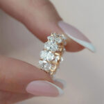 S925 Eternity Oval Cut Simulated Diamonds Wedding Band - Image 4