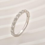 S925 Maxine Classic Half Eternity Oval Cut White Gold Wedding Band - Image 4