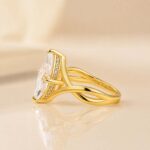 S925 Moissanite Twist 3.0Ct Marquise Cut Yellow Gold Engagement Ring - Image 4