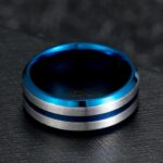Two Tone Stainless Steel Brushed Plating Men's Wide Wedding Band - Image 6