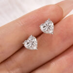 S925 Moissanite 1.2Ct*2 Heart Cut Stud Earrings In Sterling Silver