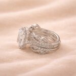 S925 Halo 3.5Ct Radiant Cut Engagement Ring in Sterling Silver with Unique Open Wedding Band - Image 5