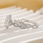 S925 4.5Ct Oval Cut Twist Engagement Ring with Twist Wedding Band - Image 5