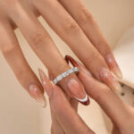 S925 Emerald Cut White Gold Wedding Band For Woman - Image 2