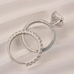 S925 Moissanite 3.5Ct Radiant Cut White Gold Engagement Ring with Pavé Eternity Ring - Image 5