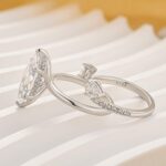 S925 4.0Ct Marquise Cut Hidden Halo Engagement Ring With Pear Cut Open Wedding Band - Image 8