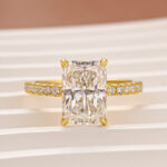 S925 Moissanite 3.5Ct Radiant Cut Engagement Ring in Sterling Silver - Image 3