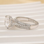 S925 Moissanite Split Shank 4.0Ct Round Cut White Gold Engagement Ring - Image 5