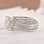 S925 Moissanite Enhancer Ring 3.0Ct Cushion Cut White Gold Wedding Ring - Image 4