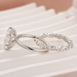 S925 Moissanite 2.0Ct Solitaire Marquise Cut Engagement Ring with Marquise Cut Wedding Band - Image 4