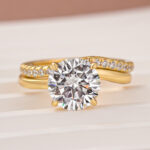 Moissanite 3.0Ct Channel Set Round Cut Curved Wedding Ring Set - Image 3