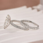 S925 Moissanite 3.0Ct Marquise Cut Pave Three-Sided Band Bridal Ring Set - Image 3