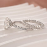 Moissanite 4.0Ct Hidden Halo Oval Cut Engagement Ring with 3.0Ct Oval Cut Wedding Band - Image 6