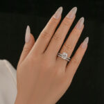 S925 Moissanite 3.0 Ct Cushion Cut White Gold Bridal Ring Set - Image 2