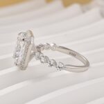 S925 3.5Ct Halo Radiant Cut White Gold Engagement Ring - Image 4