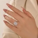 S925 Maxine 5.0Ct Solitaire Emerald Cut White Gold Travel Ring - Image 2