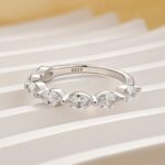 S925  Elegant Marquise Cut Half Wedding Band In Sterling Silver - Image 4