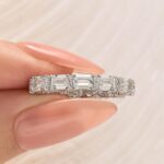S925 Emerald Cut White Gold Wedding Band For Woman