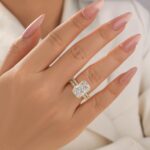 S925 7.0Ct Radiant Cut Engagement Ring with Radiant Cut Wedding Band - Image 2