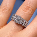 S925 Classic 2.0Ct Round Cut Engagement Ring in Sterling Silver with 0.77Ct Enhancer Wedding Band